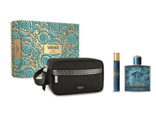 Versace Eros EDT 3 Pc Set w/ Pouch 10O ML EDT+10 ML EDT