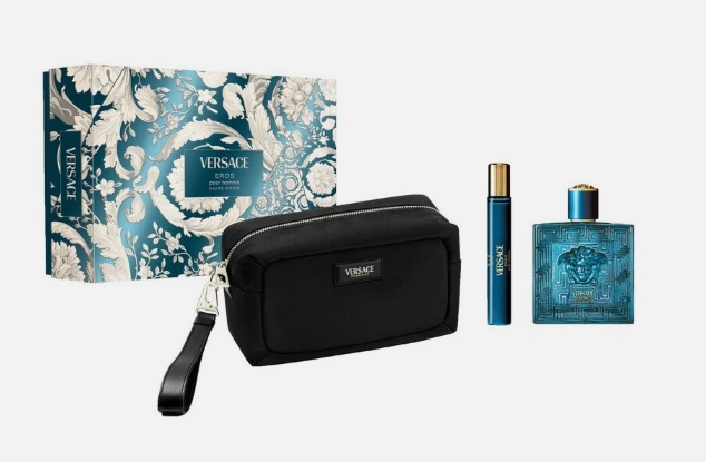 Versace Eros EDT 3 Pc Set w/ Pouch 10O ML EDT+10 ML EDP