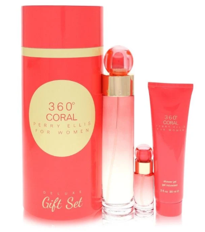 Perry Ellis 360 CORAL  FOR WOMEN 3 pc